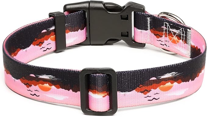 Mercano Adjustable Dog Collar - Special Design Patterns, Soft Nylon Comfortable Durable Pet Collar for Small Medium Large Dogs (S, Sunset)