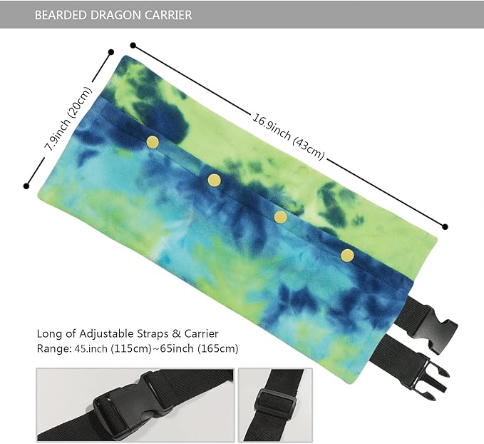 Bearded Dragon Leash and Harness Set, Beardie Carrier, Lizard Adjustable Harness with Leather Wings and Sling Bag, Reptile Small Pet Backpack Batwing Accessories (Blue)