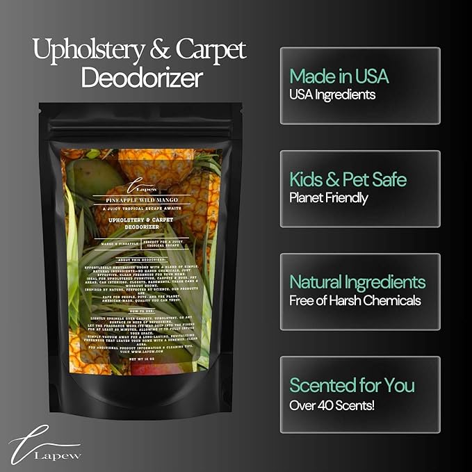 Pineapple Wild Mango Carpet Freshener Powder 16 oz | Powerful Odor Eliminator for Home | Upholstery Deodorizer | Carpet Deodorizer | Pet Urine | Cat Litter Box