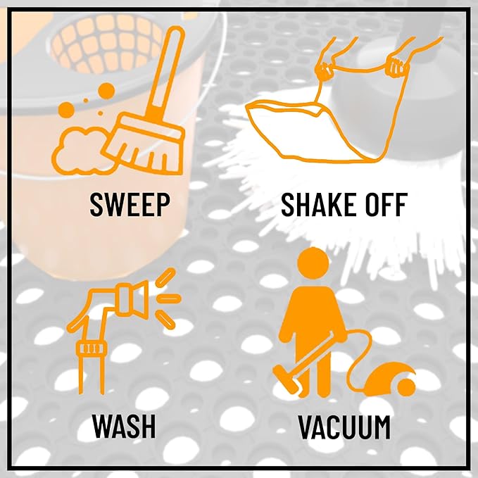 Ottomanson Heavy Duty Rubber Floor Mat – Non-Slip, Waterproof, Easy to Clean – Anti-Fatigue Mat for Commercial Kitchens, Restaurants, Workshops – Oil Resistant, Hose Washable – 36" x 60", Black