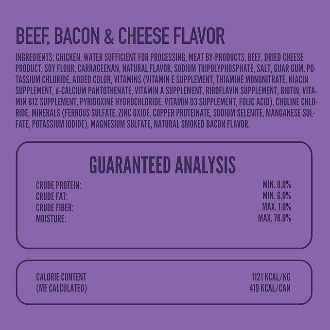 A Strong Heart Wet Dog Food, Beef, Bacon & Cheese Flavor - 13.2 oz Cans (Pack of 12), Made in The USA with Real Beef
