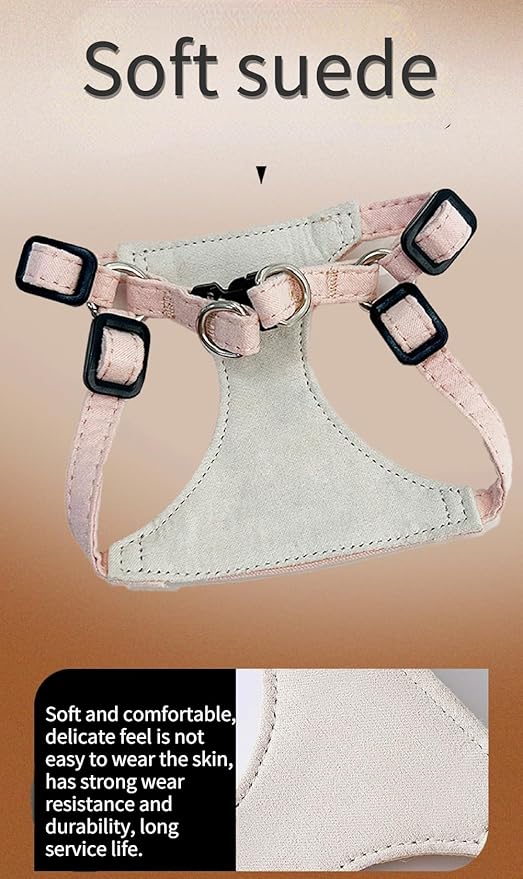 Rabbit Harness and Leash - Adjustable Bunny Harness Escape Proof for Walking Runnig Hiking Camping Outdoor - Cute Small Animal Harness Leash Set (Small,Pink)