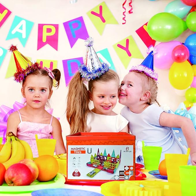 Magnetic Tiles Parking Building Playset with 10 Pull-Back Metal Cars for Kids Construction STEM Toy Preschool Creativity Learning Birthday Gift for Girls Boys Toddlers 3 4 5 6 7 8