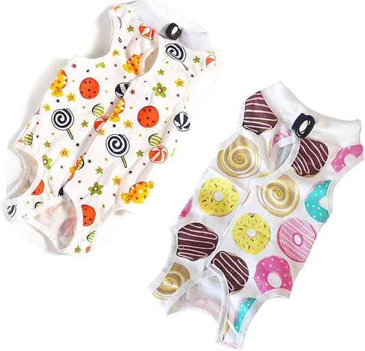 2 PCS Cat Recovery Suit for Spay Abdominal Wounds Female, Cat Onesie for Cats After Surgery, Pet Surgery Recovery Suit Kitten Onesie for Cats Anti Licking (Sweet (2PCS), Small)