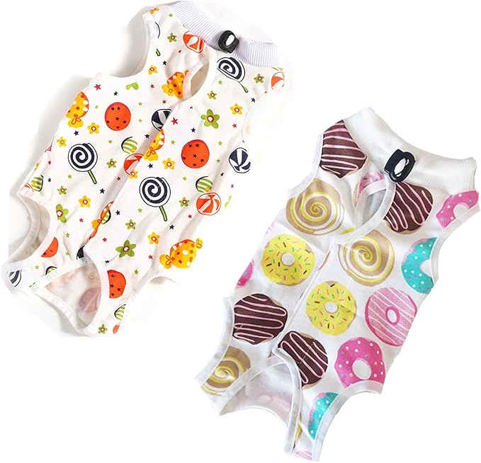 2 PCS Cat Recovery Suit for Spay Abdominal Wounds Female, Cat Onesie for Cats After Surgery, Pet Surgery Recovery Suit Kitten Onesie for Cats Anti Licking (Sweet (2PCS), Medium)