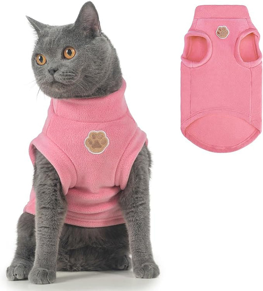 BEAUTYZOO Cat Sweater Turtleneck - Soft Fleece Cat Sweaters for Cats Only Warm Kitten Clothes, Fall Winter Pet Coat Pullover Sweatshirt Clothing Also for Puppy Small Dogs Sphynx Hairless Cats