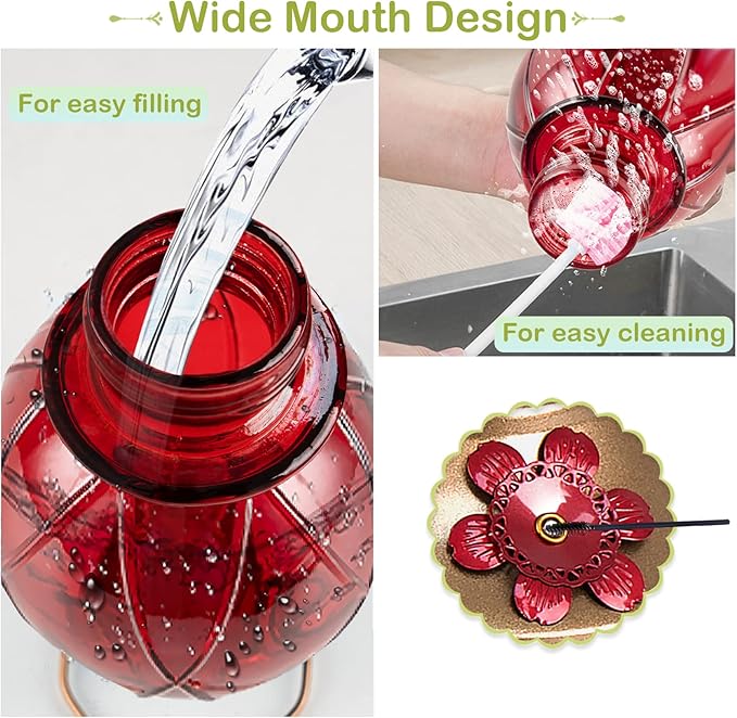 BOLITE Hummingbird Feeder, Glass Hummingbird Feeders for Outdoors Hanging, Five Feeding Ports, 20 Ounces, 2 Pack, Red and Purple, Birthday Gifts for Women Men, Gifts for Mom Dad