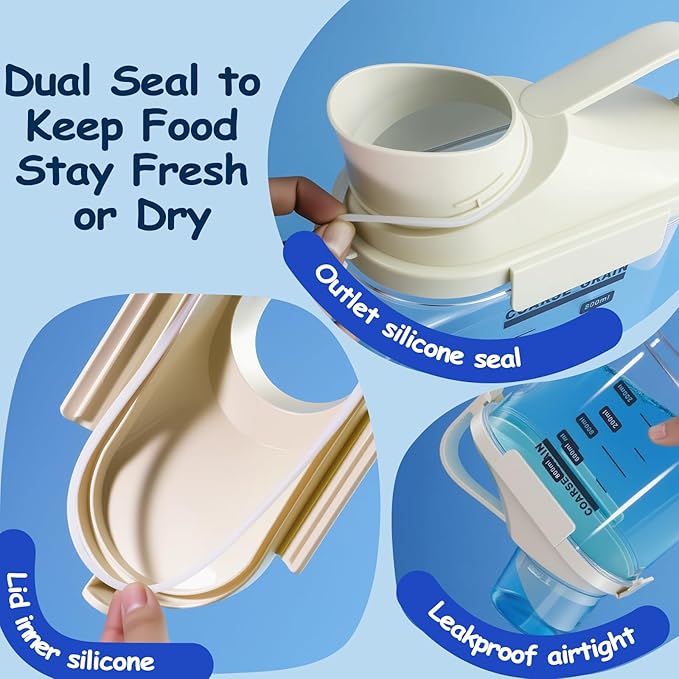 2-3lb Dog Food Storage Containers, Cat Food Container for 2-3 lbs, Dog food storage Airtight Storage with Measuring Cup, Can Lid and Can Scoop