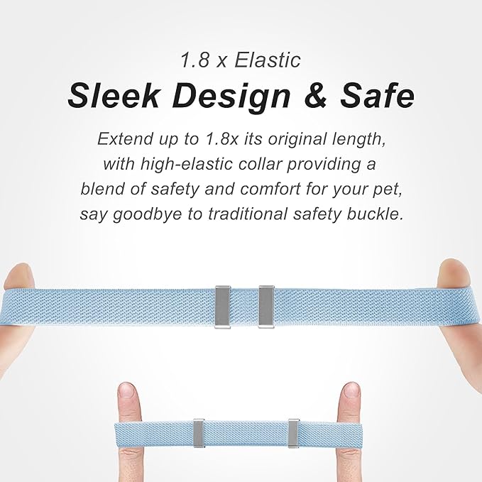 AirTag Cat Collar,Ultra Elastic Cat Tracker Collar with Apple Air Tag Holder, [Lightweight][Scratch Resistant] Stepless Adjustable GPS Pet Collar for Cats Kittens (Blue)