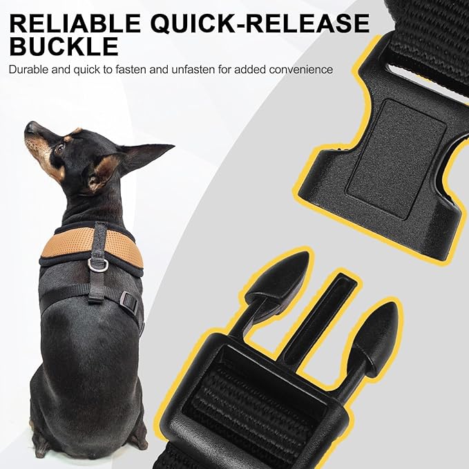 BINGPET No Pull Dog Harness, Soft Mesh Breathable All Weather Vest, Safety Protection Design, Durable Adjustable Step-in Easy Walk Dog Harness for Small Medium Large Dogs (Beige, S)