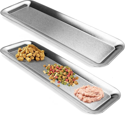 Cat Food Bowl,Extra Wide Stainless Steel Bowls for Multi-Cat Family and Flat Face Cats,Anti Whisker Fatigue Dishes Non Slip Shallow Kitten Plates for Food and Water(2 Pack)