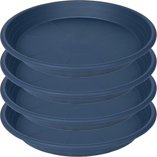 4 Pack of 16 inch Plant Saucer, Large Plant Tray, Heavy Sturdy Plant Drainage Tray for Indoors, Bird Bath Bowls, Sturdy Plastic Pot Tray for Planter (Blue)