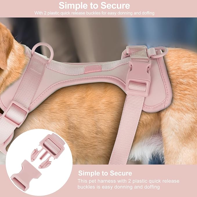 Wisedog No Pull Lightweight Dog Vest Harness with Soft and Comfortable Cushion, Breathable Mesh, for Small Medium Large Dogs Walking (S(Neck: 9.84"-14.17";Chest: 14.17"-22.05"), Gossamer Pink)