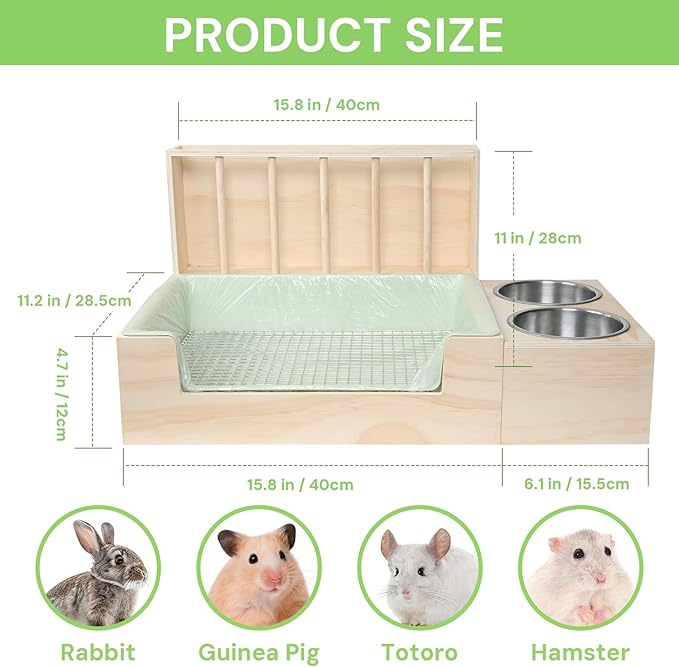 3-in-1 Steel Grids Rabbit Litter Box with Hay Feeder & Waste Collection – Bunny Toilet Training Kit, Large Plastic Potty for Rabbits, Guinea Pigs, Small Animals – Easy Clean, Durable, Odor Control