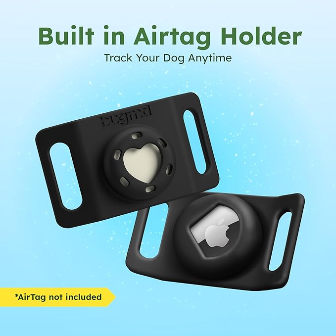 BugMD Paw Guardian Flea and Tick Prevention Pendant for Dogs & Cats with AirTag Holder | Plant-Powered Flea & Tick Control for Dog Collars & Cat Harnesses | Cat and Dog Tag with Air Tag Holder - BLACK