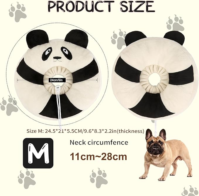 Adjustable Cat Collar Soft to Stop Licking After Surgery for Kitten, Alternative to Cone of Shame, Donut Cone for Cats, Pet Elizabethan Collar (Panda, Medium)