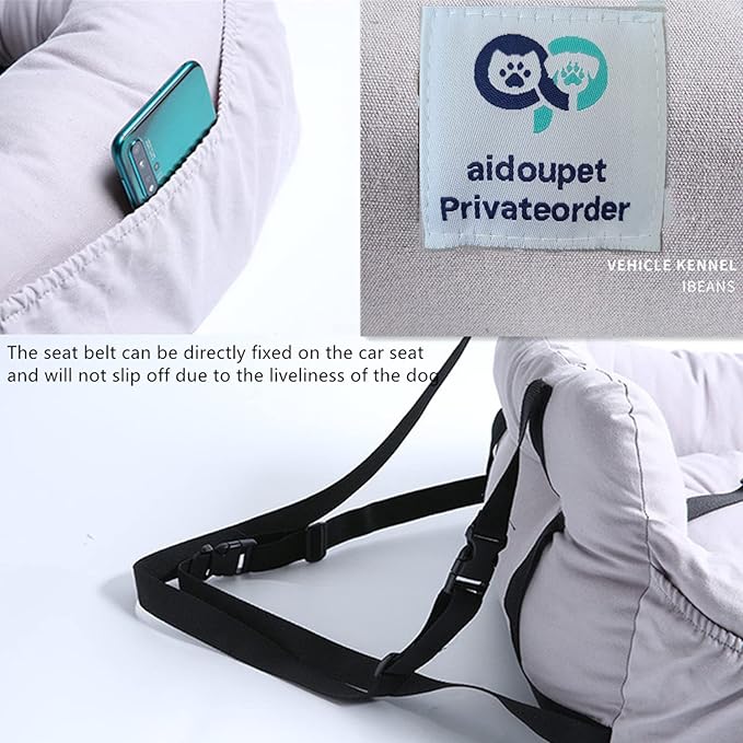 Aidou Dog Booster Seat for Small to Large Dogs & Cats, Pet Travel Safety Seat with Storage & Dual-use Car & Home Bed (Small Blue)