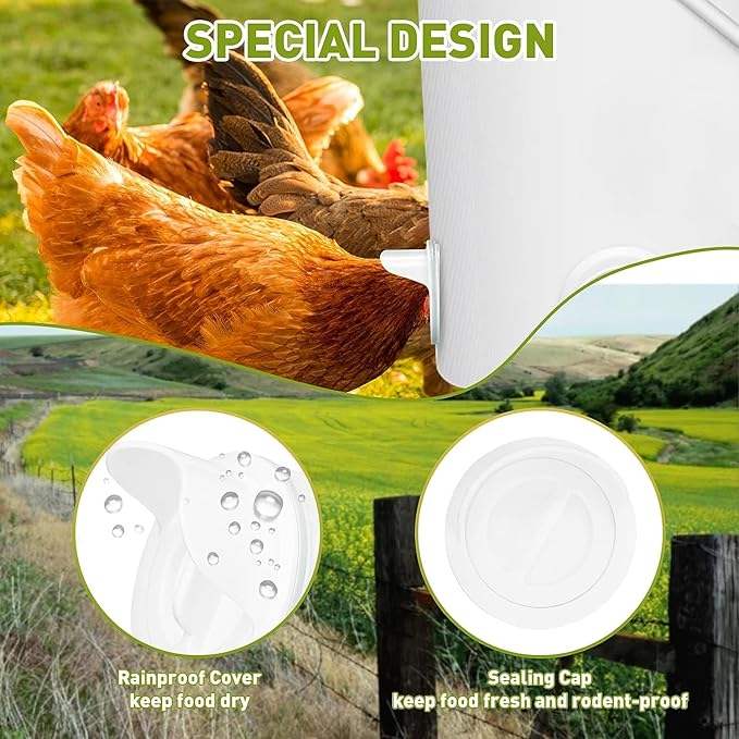 6 Pcs Chicken Feeder and 6 Pcs Water Cup Kit, Gravity Poultry Waterer Cup and Poultry Feeder Port Set with Hole Saw and Sealing Tape, Chicken Feeders No Waste for Duck Bird Quail