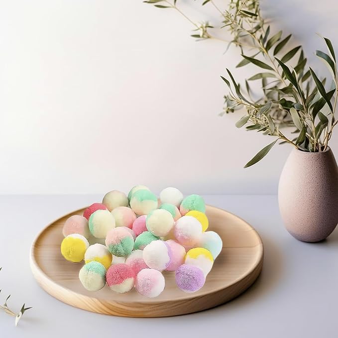 Cat Toy Balls, 50Pcs Premium Soft Pom Pom Balls for Kittens, 1,2'' Funny Interactive Cat Pompom Toys for Bored Indoor Cats Playing Plush Ball for Craft DIY Decorations, Cute Kitten Kitty Toys