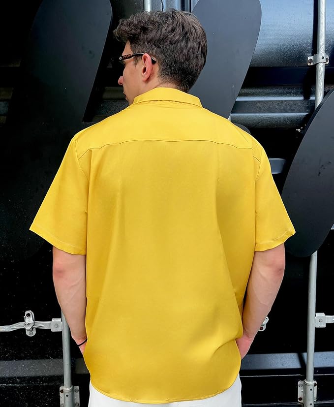 Men’s Hawaiian Shirt Western Cowboy Symmetrical Print Short Sleeve Button Down Casual Beach Holiday Summer Shirt