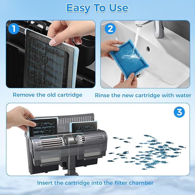 Qwakay Aquarium Filter Replacement Cartridge - 10 Pack Rite Size C Fish Tank Cartridges Compatiable with Marineland Penguin PRO Power Filters 275/375 & Original Penguin Power Filters 200/350