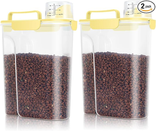 TBMax Dog Cat Food Storage Containers 2 Pack 10 Lbs to 14 Lbs Airtight Pet Food Container Dispenser with Large Spout & Portable Handle, Travel Dog Treat Cat Food Storage Bin Bird Seed Container