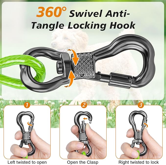 Tresbro 30 FT Dog Tie Out Cable with Spring, Shock Absorbing Tether Chains for Outside Aavilable in 10/15/20/25/30/40/50/70/100/120 FT, Heavy Duty Leads for Yard for Medium & Large Dogs Up to 500 LBS