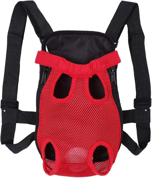 Pet Carrier Backpack with Legs Out Design, Front-Facing Dog Cat Travel Bag, Small Size, Red