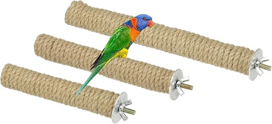 Parrot Perch, Wooden Parrot Perch Stand Toy, Paw Grinding Stick, Bird Cage Accessories, 3 Sizes (Wood Color, 3 Pcs) Birds Toys Intended for Cage/Parakeets/Conure/Budgie