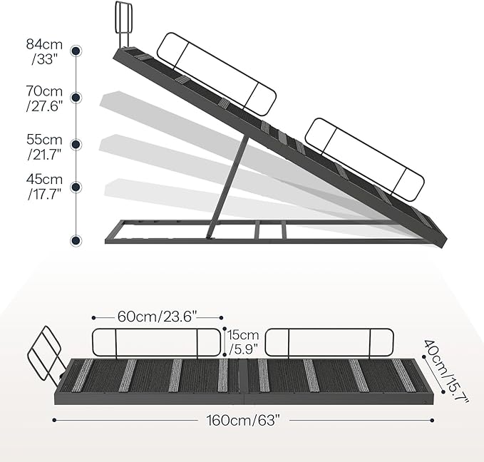 HOOBRO Dog Ramp for Bed, 63 Inch Long Dog Ramp for Couch and Bed, Pet Ramp with Non-Slip Mat and Safety Side Rails, 4 Height Adjustable up to 33 inch, for Small/Large/Old Dogs, Black BK16PT03
