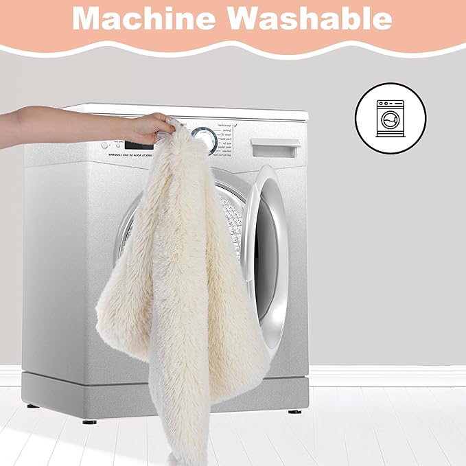 Bedfolks Waterproof Dog Crate Pad, Plush Dog Kennel Bed with Removable Cover, Faux Fur, Washable, 17"x12", Cream