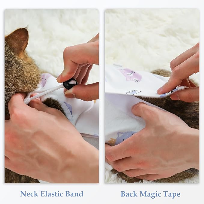 ANWA 2 Pack Cat Recovery Suit - Breathable Cat Onesie for Cats After Surgery Female, Kitten Surgery Recovery Suit Female Abdominal Wounds