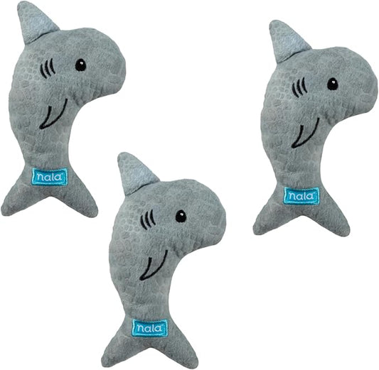 Caitec Presents Nala Cat Simon The Shark - Catnip Toy - Interactive Cat Toy - Chew Toy - Pillow Toy, 3 Pack