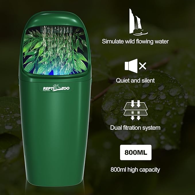 REPTIZOO Reptile Water Dispenser Automatic Chameleon Drinking Fountain with Indicator Light, Reptile Terrarium Decor Water Dripper for Reptiles, Chameleon, Lizard, Gecko Amphibians