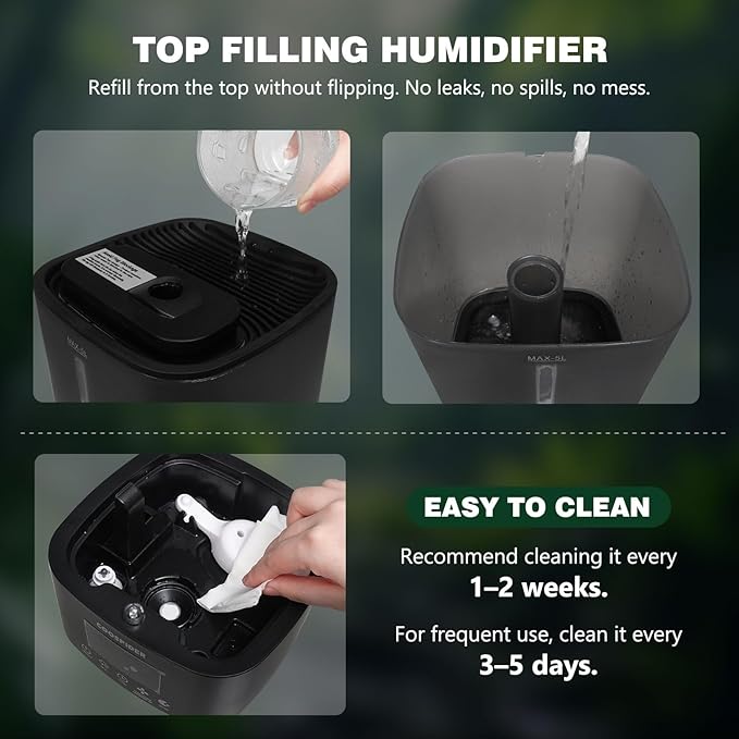 Coospider 5L Reptile Fogger Humidifier, Automatic Humidifiers for Reptiles Tank, Terrarium Humidifiers with Timer and Humidity Control, Reptile Misting System for Reptiles Amphibians Herps Vivarium