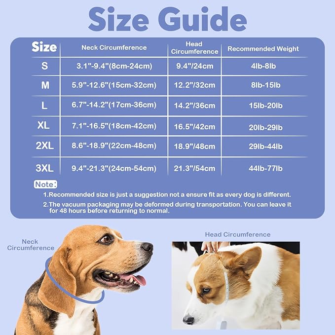 IDOMIK Dog Recovery Collar, Waterproof Soft Dog Cone After Surgery, Comfy Protective Elizabethan Collar Alternative for Dogs Cats, Adjustable Pet Neck Donut Cone Anti-Licking Biting Wounds,Blue,2XL