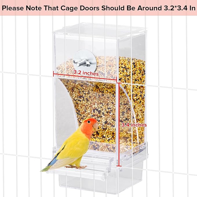 No Mess Bird Feeder Water Dispenser Set, Bird Feeder for Cage, Cage Accessories for Cockatiels, Finches, Budgies and Canaries