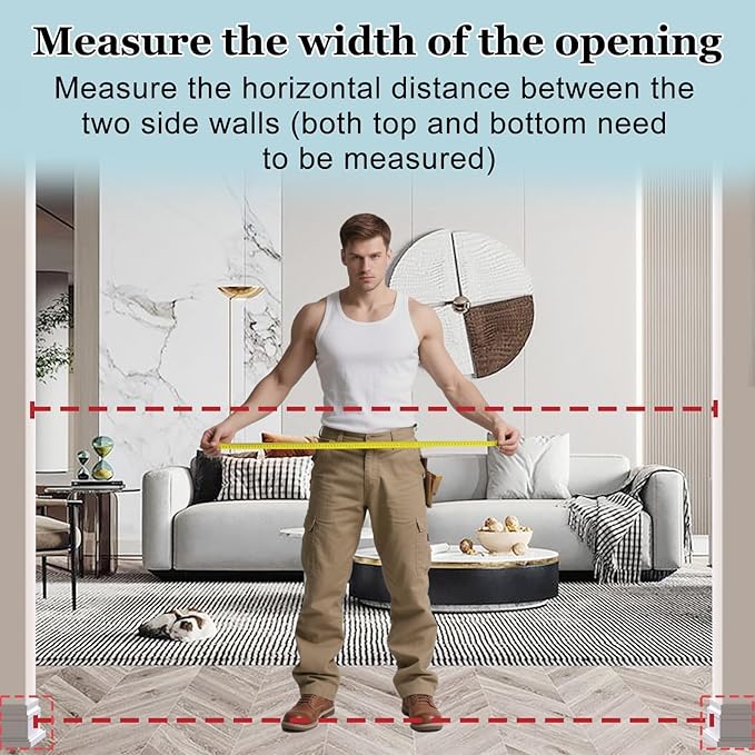 WAOWAO Triple Lock 49.21-66.54" Baby Gate Extra Wide Pressure Mounted Walk Through Swing Auto Close Safety White Metal Dog Pet Puppy for Stairs,Doorways,Kitchen
