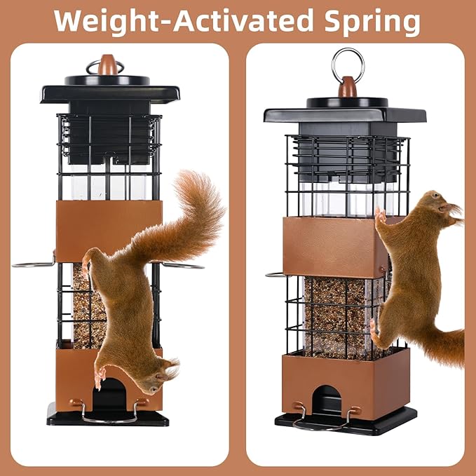Hanging Squirrel Proof Bird Feeder - 5LBS Large Capacity Thistle Feeder for Finch, Cardinal, Bluebird, Blue Jay, Wild Bird
