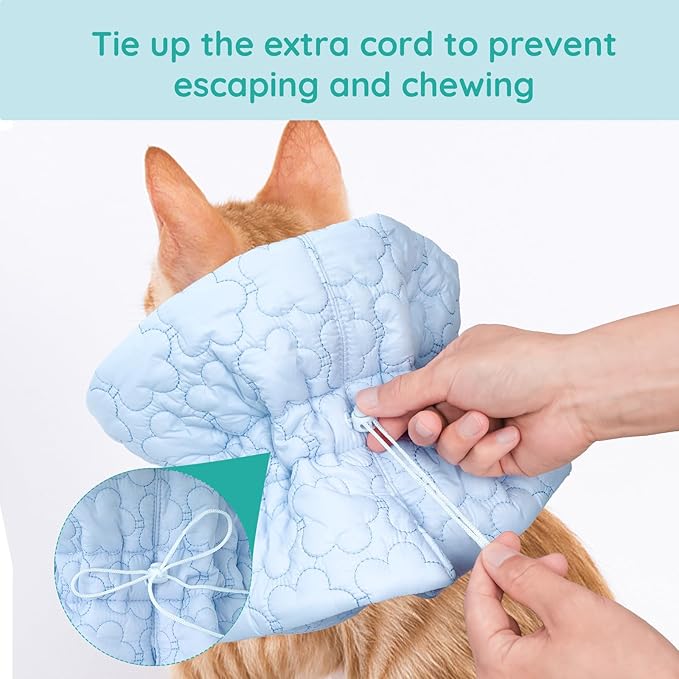 Cat Recovery Collar, Soft Adjustable Cat Cone Alternative, Lightweight Waterproof Fasteners Collars for Cats Kittens Puppies, After Surgery Stop Licking and Daily Use (Light Blue, M(Neck 7.9"-13.8"))