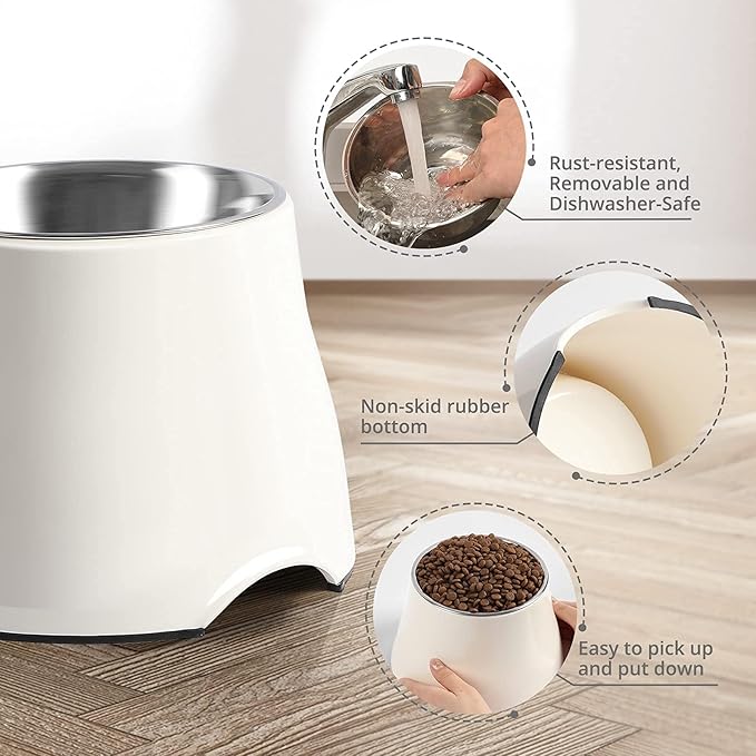 Raised Dog Bowls, Elevated Dog Bowls for Wearing Cone,Cocker Spaniel Long Ears,Neck Stress-Free,Non-Slip Stianless Steel Bowl for Large Dogs