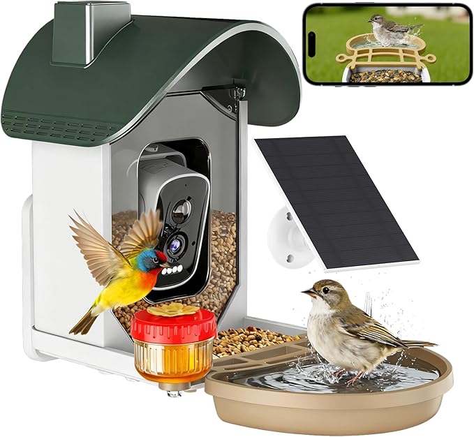 ChirpingPal™ Bird Feeder with Camera (Sage Green & White)