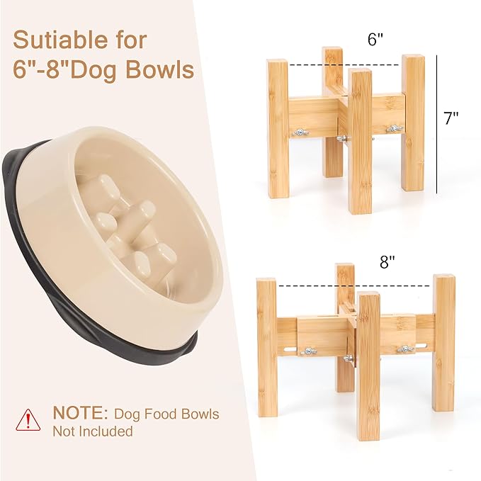 Elevated Dog Bowl Stand,Adjustable Dog Food Stand for 6”-8” Bowls,Single Dog Bowl Holder 7” Tall for Cats and Small Dogs