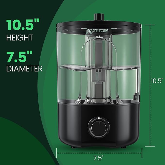 1 Gallon Reptile Humidifier Fogger for Terrariums, Adjustable Fog Volume, Ideal for Bearded Dragons, Lizards, Geckos, Snakes, Tortoises, Amphibians Humidity Increasing