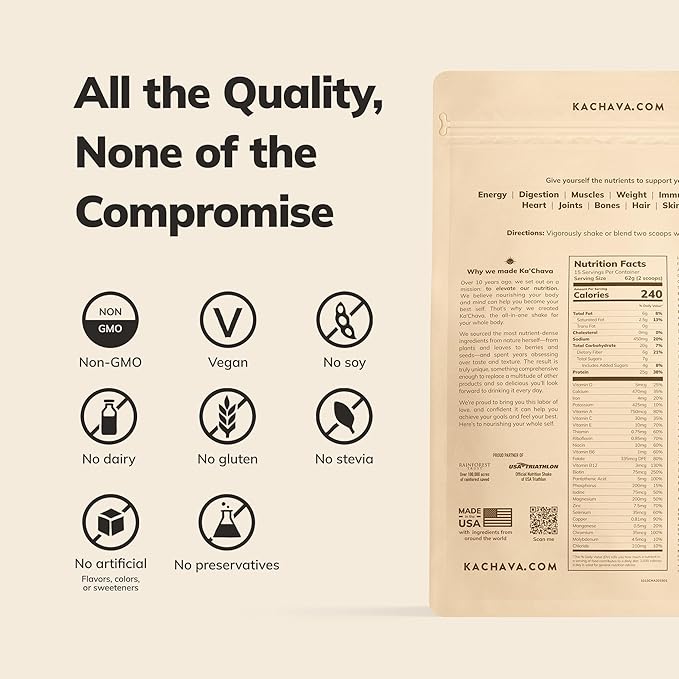 Ka’Chava All-In-One Nutrition Shake Blend, 5 Flavor Sample Pack, 5 Servings, 85+ Superfoods & Nutrients, Meal Replacement, Greens Plant-Based Superfood Powder Protein Drink, Digestive Enzymes & Probiotics, Vegan Dairy Gluten Free