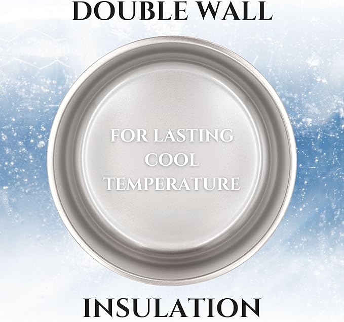 Stainless Steel Dog Bowl for Small-Large Dogs | Double Wall Insulated, Non-Slip Base Heavy Duty Water and Food Bowls for Dogs & Cats | Pet Safe BPA Free & Dishwasher Safe | 64 Oz - White