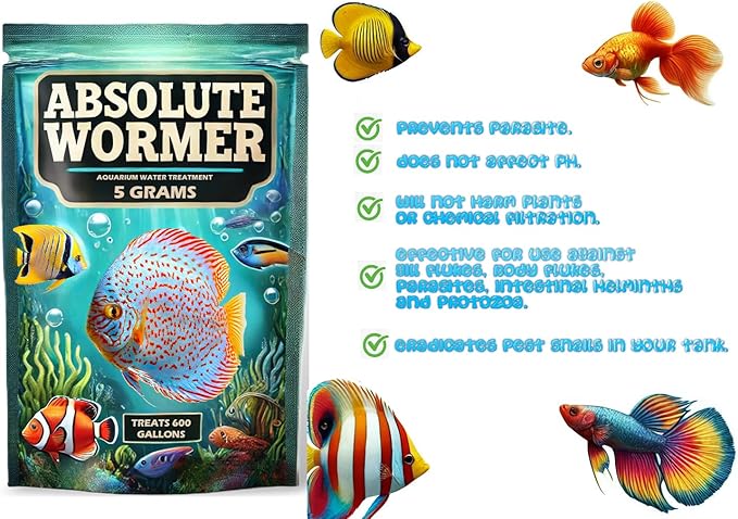 Freshwater and Saltwater Fish Powder Medication. with parasites and Flukes. (5G - Treats 600 GALLONS)