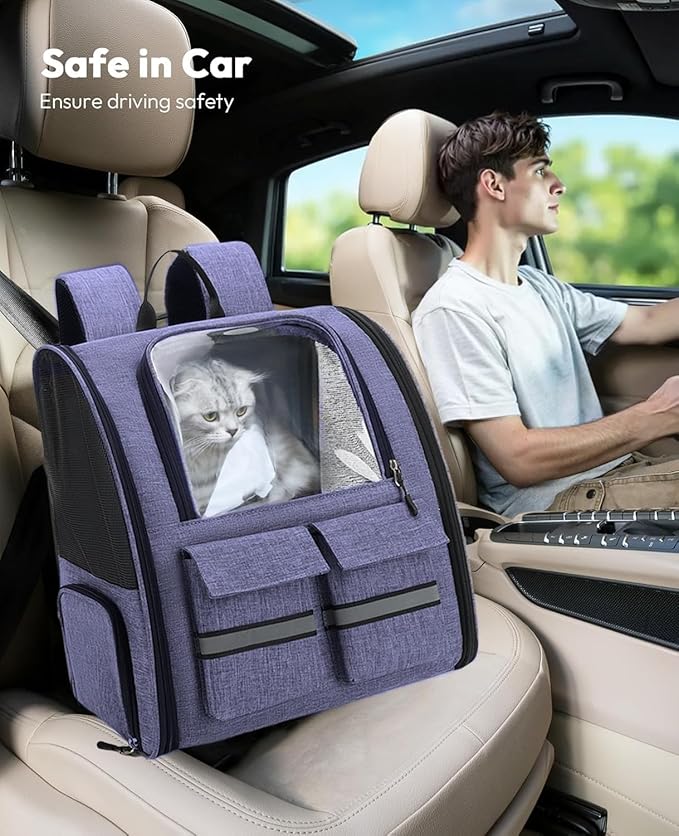 Cat Backpack Carrier Small Dogs Backpack Carrier,Large Space Breathable Cat Bubble Backpack,Shaded Puppy Backpack Carrier,Ventilated for Travel, Hiking,Cycling,Shopping,and Vet