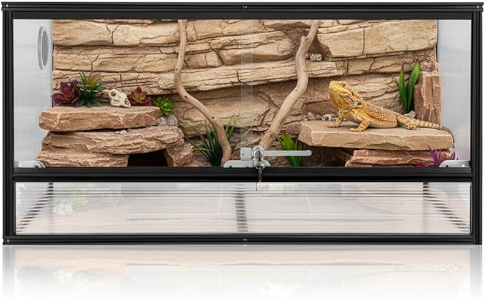 50 Gallon Bearded Dragon Tank, 36"x18"x18" (3x1.5x1.5 ft) Reptile Terrarium, Medium Reptile Enclosure with Aluminum Frame, Mesh Top, Lock Doors