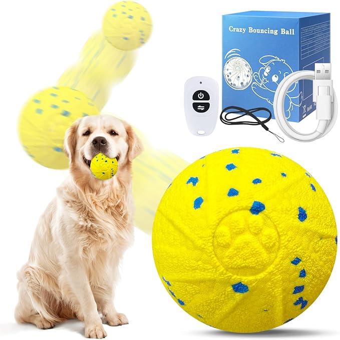 Dolita Interactive Dog Toy with Remote 3 Modes Tough Chewers Dog Ball,Smart Motion-Activated,E-TPU Material Toys for Aggressive Chewers,Large/Medium Dogs